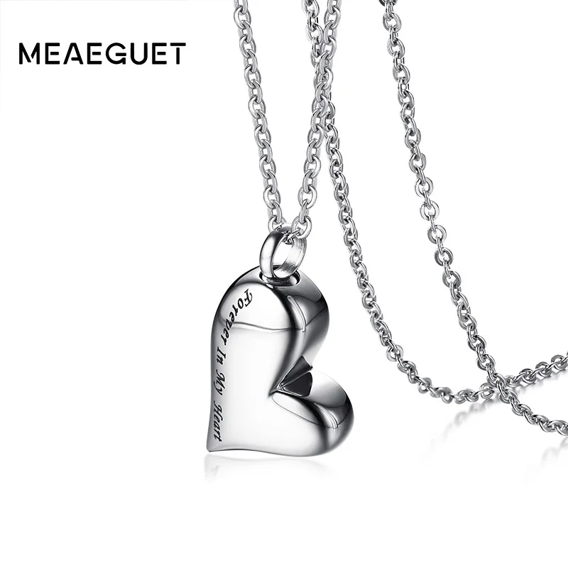 Stainless Steel Heart Urn Pendant Cremation Ashes Necklace For Women