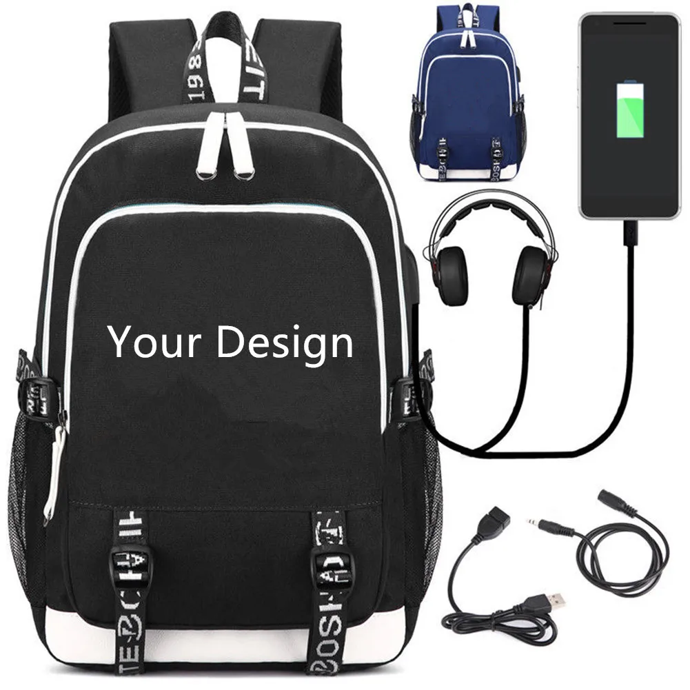 Сделанный на заказ рюкзак через плечо, дорожная школьная сумка для подростков, Повседневная USB зарядка, водонепроницаемый Противоугонный рюкзак, рюкзак для ноутбука - Цвет: usb backpack A