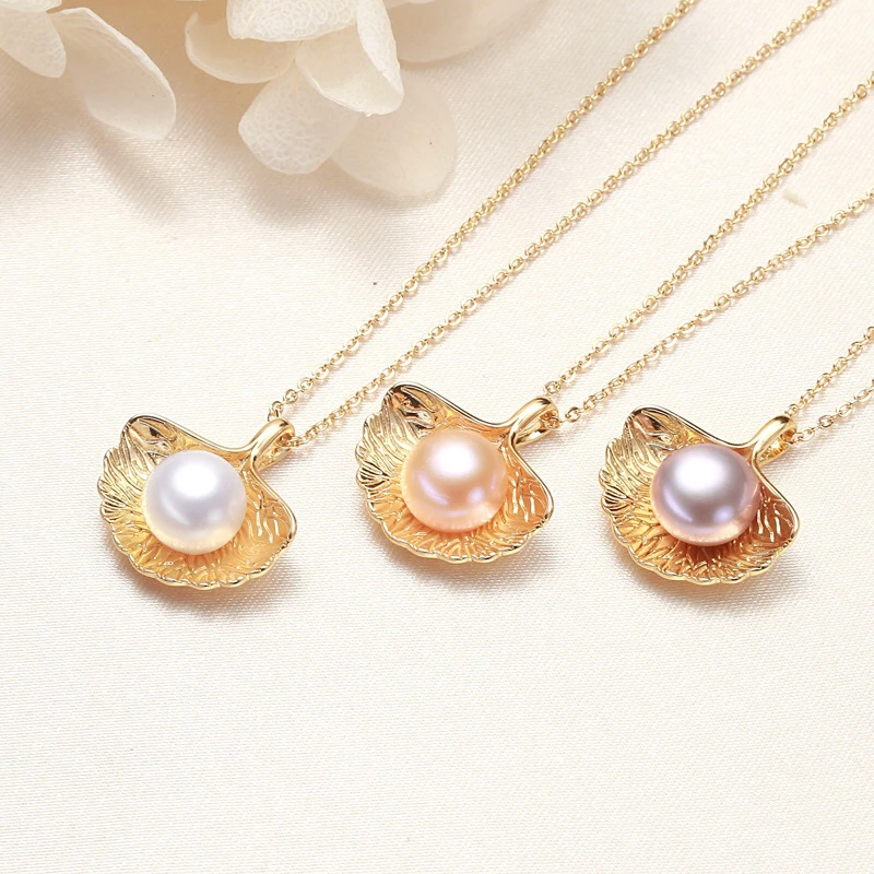 

Leaf Style 8-9MM Size Big Size Bread Round Shape Real Freshwater Pearl Pendant Jewelry Nice Party Wedding Gift 10pcs/lot