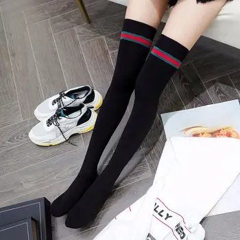 

Over the knee socks female autumn and winter Korean style college style high socks green red green bar non-slip stocking