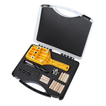 

Wood Drilling Hole Locator Set Toolbox Drill Positioner Handheld Woodworking Doweling Jig Drill Guide Hand Tools Set Tool parts
