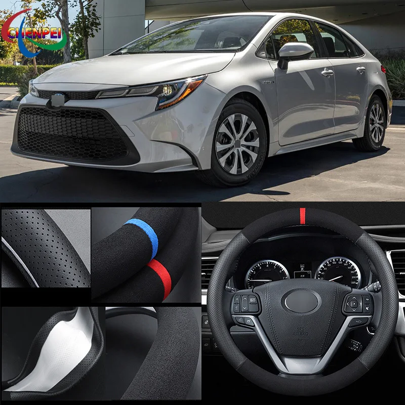 

38cm Non-Slip Dreathable Suede steering wheel cover For Toyota Corolla Car Interior decoration accessories