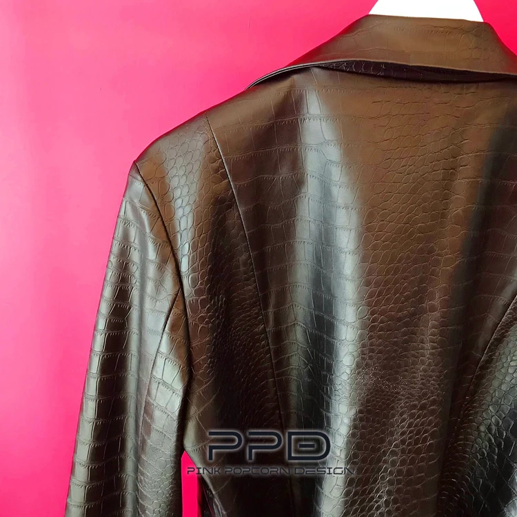 Крутая куртка-ветровка из искусственной кожи с узором «крокодиловая кожа», стиль Y2K