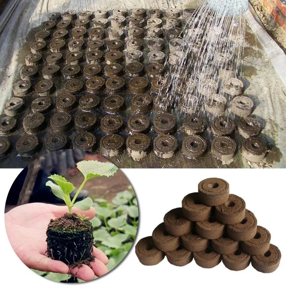 1/5/10pcs 30mm Jiffy Peat Pellets Pellets Seedling Soil Block Starting Plugs Seeds Starter Pallet Nutrient Soil Block for Garden large plastic plant pots