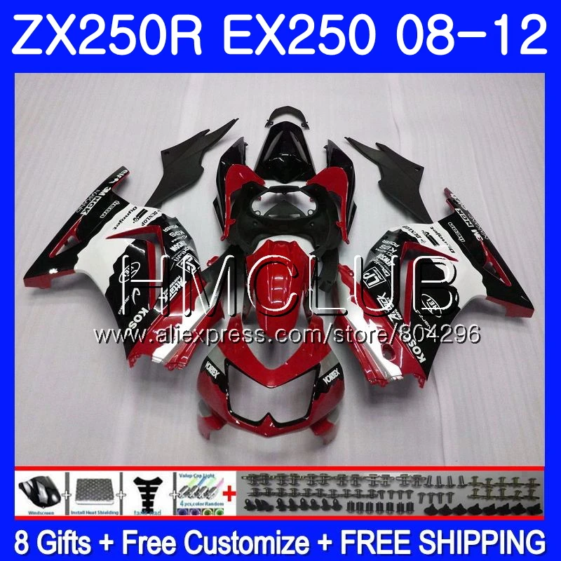 Body For KAWASAKI NINJA EX250 ZX250R 2008 2009 2010 2011 2012 9JK.14 ZX 250R ZX-250R red hot sale EX 250 08 09 10 11 12 Fairings Body For KAWASAKI NINJA EX250 ZX250R 2008 2009 2010 2011 2012 9JK.14 ZX 250R ZX-250R red hot sale EX 250 08 09 10 11 12 Fairings