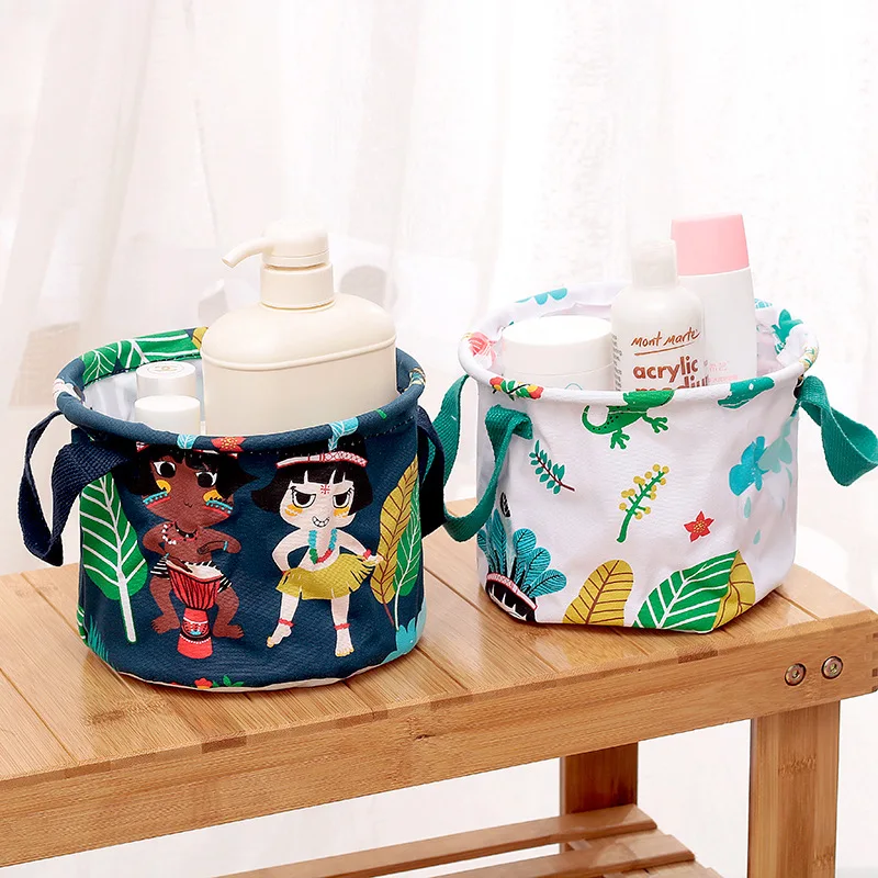 

Cotton Linen Cartoon Desktop Storage Basket Sundries Makeup Organizer Underwear Bra Storage Box Bathroom Waterproof Storage Bags