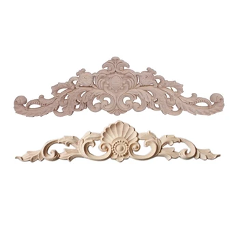 

Hot Sale 2 Pcs Carving Natural Wood Appliques for Furniture Cabinet Unpainted Wooden Mouldings Decal - 30x7cm & 30x8x2cm