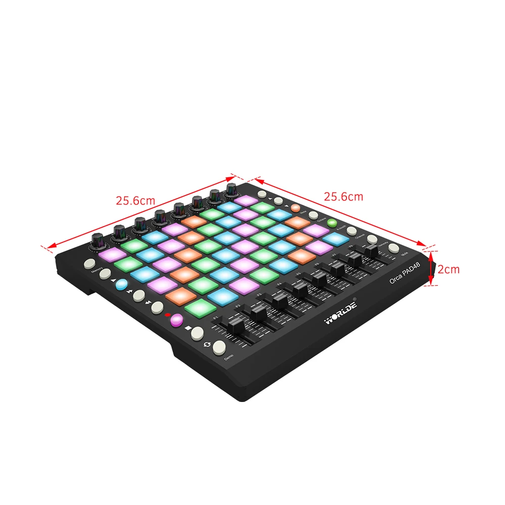 Портативный USB MIDI контроллер для барабанных колодок с подсветкой 48 RGB 8 ручек 16 кнопок 8 ползунков с usb-кабелем