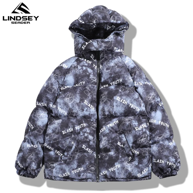 

LINDSEY SEADER 2020 Men's Winter Warm Jacket Coat Heated Padded Puffer Jacket Oversize Hooded Grey Male Parka Men's Clothing