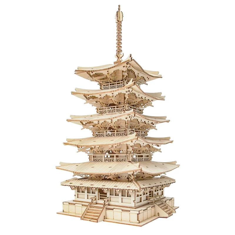 Puzzle pagode 3D en bois, jouet pour enfants