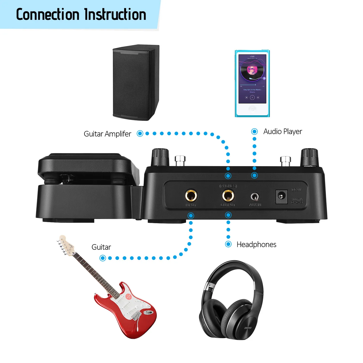 Muslady MU100 гитарный мульти-процессор эффектов Педаль эффектов для электрогитары поддерживает 180s циклическая запись тюнер Tap темп ритм