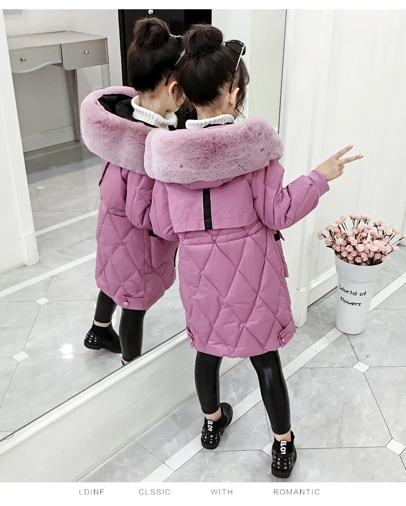 Детская зимняя куртка для девочек, новинка года, детская зимняя куртка, утолщенная теплая парка, зимний комбинезон с капюшоном, верхняя одежда, пальто, одежда для больших девочек