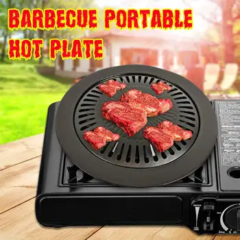 

31.5cm Cassette Stove Gas Stove Grill Pan Round Garden Party Outdoor Picnic Terrace Beach Korean BBQ Plate Non-Stick Iron Tray