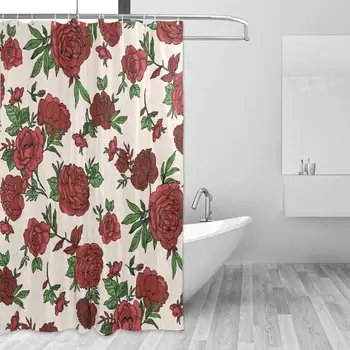 

Red Roses Shower Curtain Polyester for Home Bathroom Decorative Bath Curtains