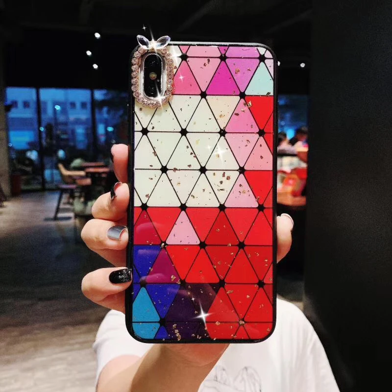 

Luxury Silicone Phone Case For iPhone 6 6s 7 8 Plus X XR XS Max Glitter Bling Foil Rhinestones Diamond Phone Case