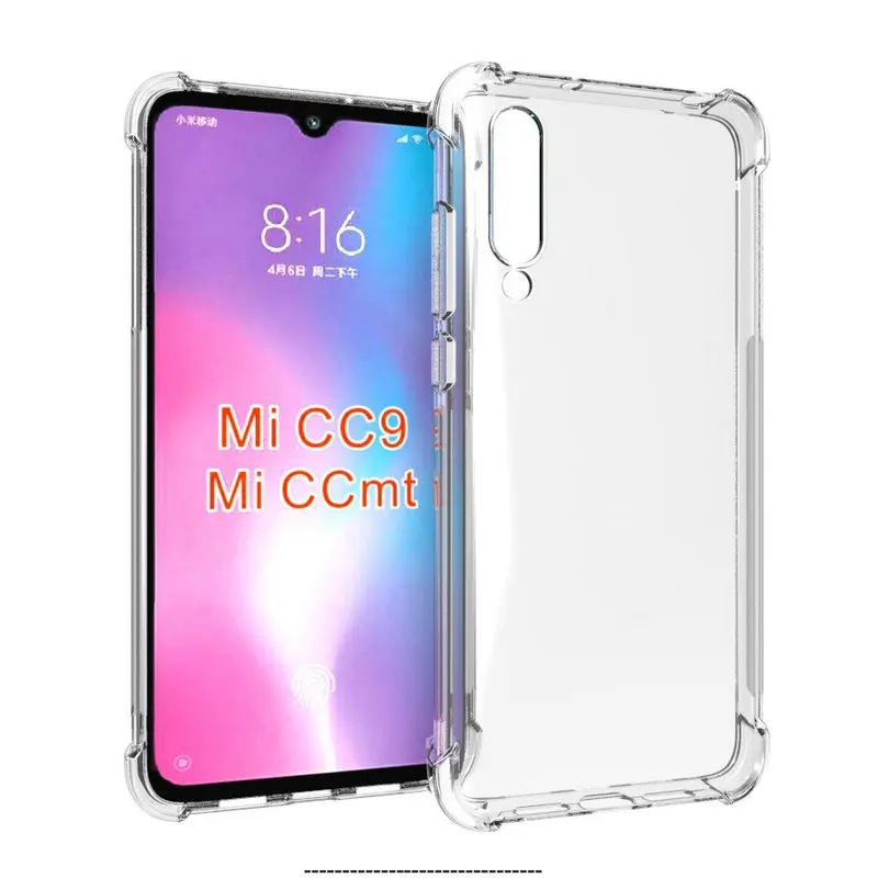Чехол для Xiaomi mi CC9 CC9E A3 Lite ударопрочный тонкий армированный прозрачный мягкий