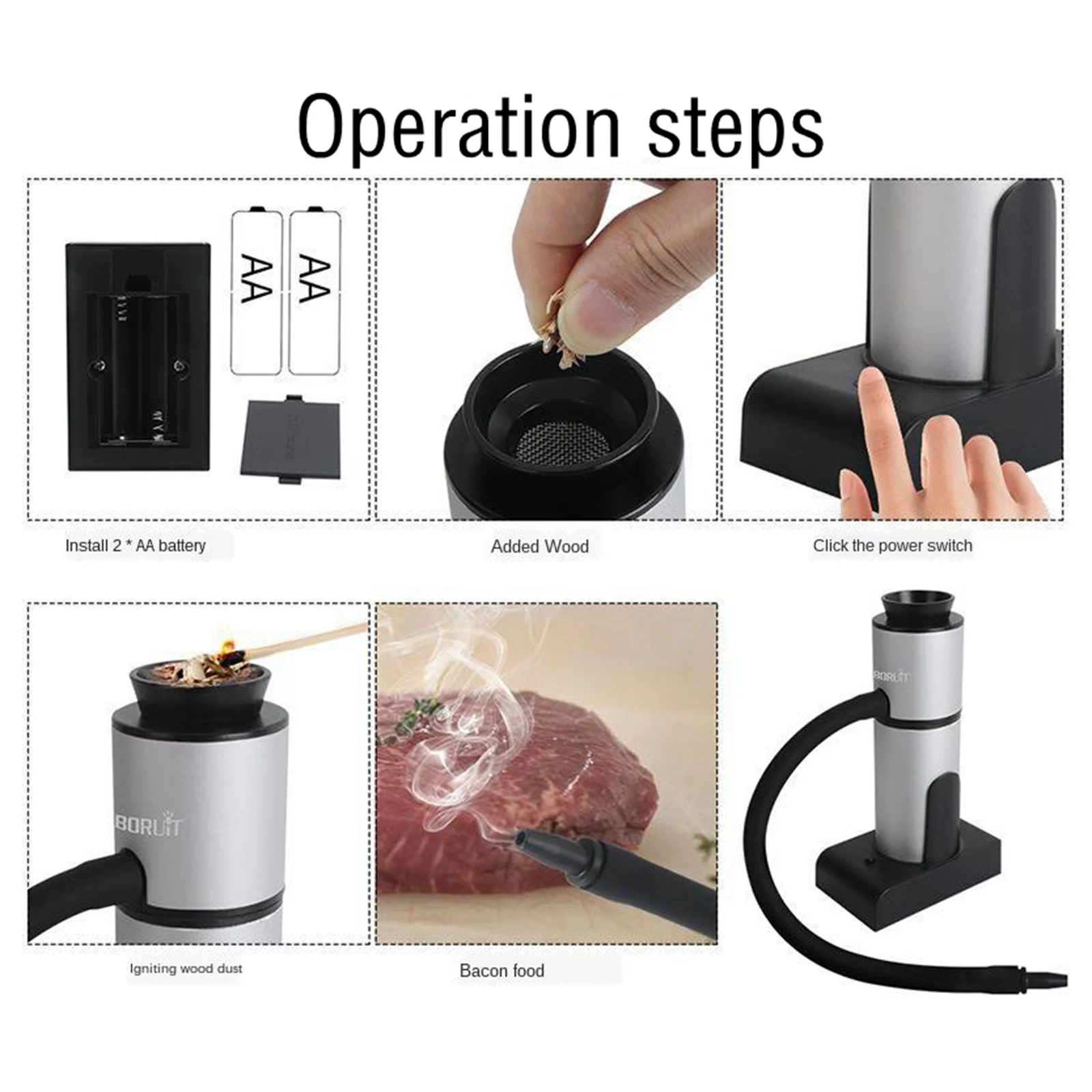 Smoking Gun Wood Chips Smoke Infuser Food Smoker Kit Home Kitchen Cooking