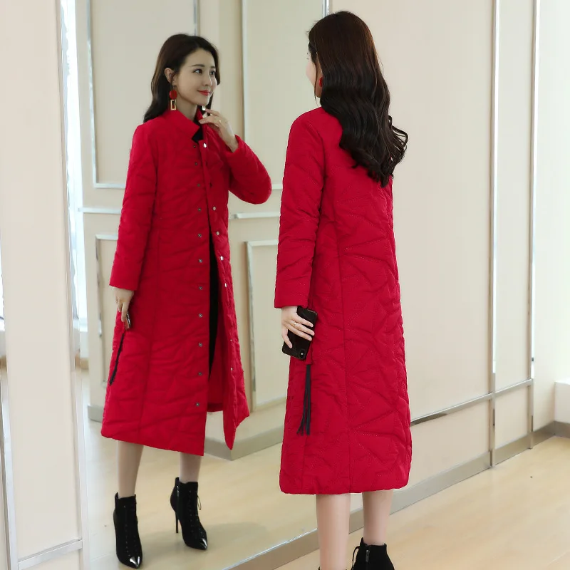 

Buckle-Style 2018 Autumn And Winter New Style Trend Simple Elegant Versatile Cotton Coat Solid Color