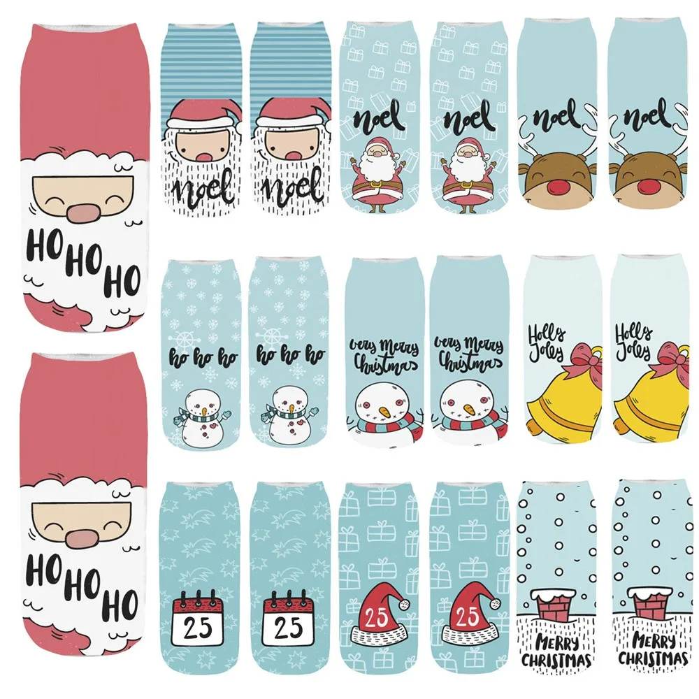 Новинка, модные зимние носки, женские, 3D, Мультяшные, забавные, рождественские, сумасшедшие, милые, потрясающие, новинка, с принтом, короткие носки, W1108