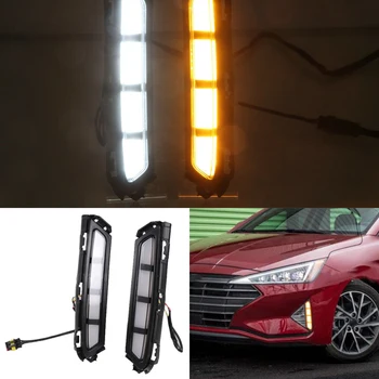 

beler 2Pcs White & Yellow Front DRL Fog Light Turn Signal Lamp Fit for Hyundai Elantra 2019