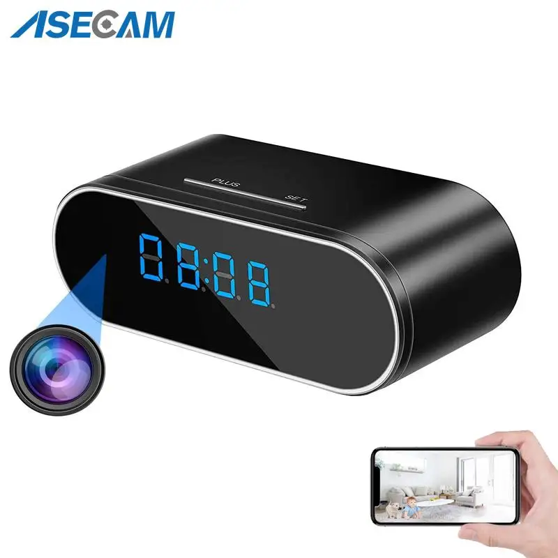 

HD 1080P WiFi Table Clock Mini Camera IP P2P DVR Camcorder Alarm Set Night Vision Motion Sensor Remote Monitor Micro Cam