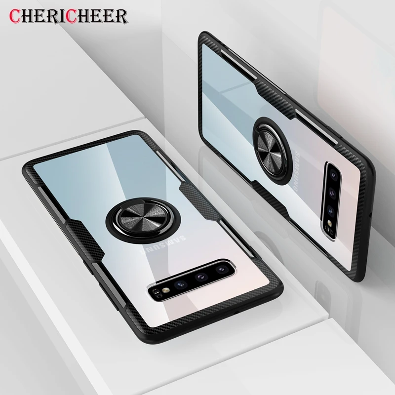 Crystal Acrylic Ring Bracket S10e Case For Samsung S10 Plus Lite Magnetic Car Holder Cover S9 |