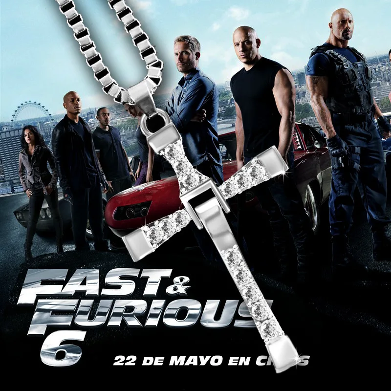 

Fast And Furious 8 Moive Cross Tourette Necklace Toy Dominic Toretto Cross Plated Pendant Necklace For Men Toys For Children