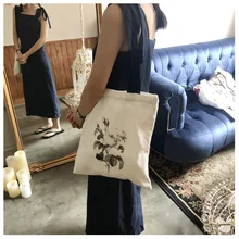 Хлопковая парусиновая Экологичная для шоппинга с ручкой сумка через плечо с принтом розы CYB23