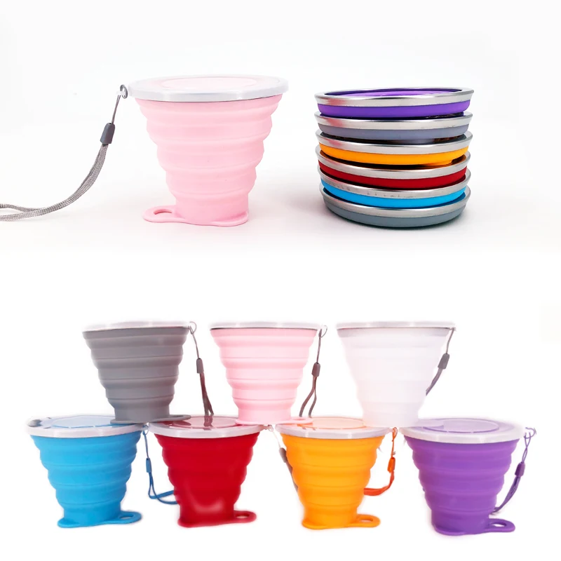 

270ML Travel Cup Stainless Steel Silicone Retractable Folding cups Telescopic Collapsible Coffee Cups Outdoor Sport Water Cup