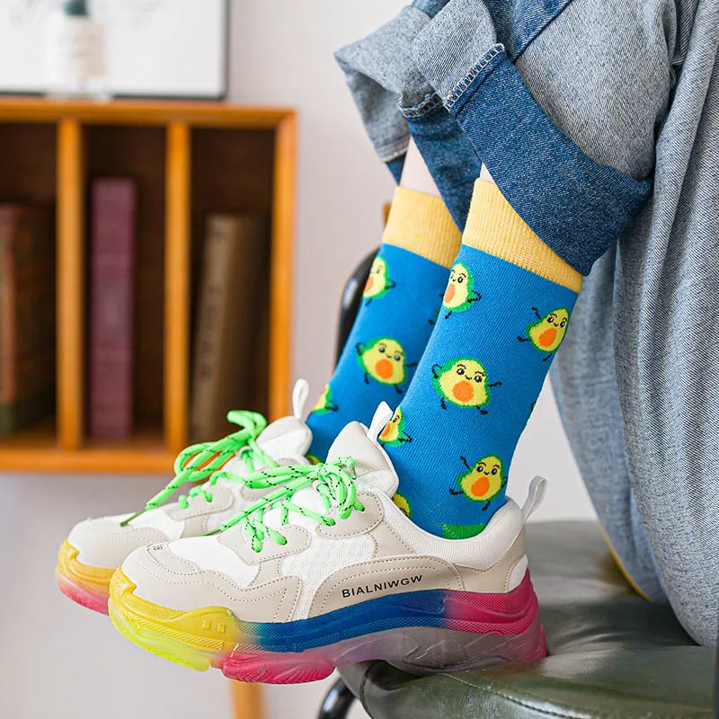 Креативные высококачественные модные забавные женские носки в стиле Харадзюку с забавным принтом с фруктами милые носки