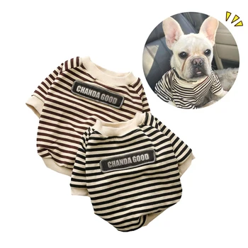 

Dog Clothes for Small Dogs Yorkshire Winter Warm French Bulldog Accessories Striped Casual Black Dog Sweater Cat Outfit Fleece