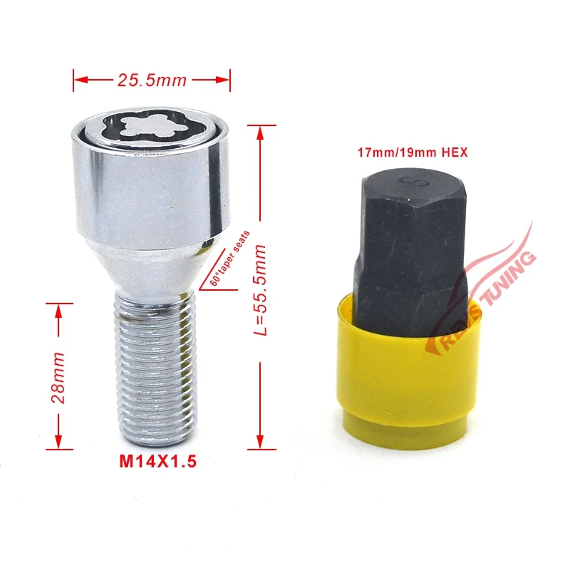 Boulon De Roue De Verrouillage De Voiture M14 M14x1, 5, Clé De Sécurité  Spéciale Anti-vol En Acier, Goujon Pour Vw - Écrous Et Boulons - AliExpress