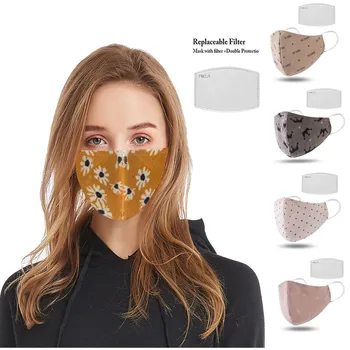 

Flower Print Face Mask For Women Protective Dust Mouth Mask Washable Reusable Mouth Cover With Activated Filter Pad Respirator