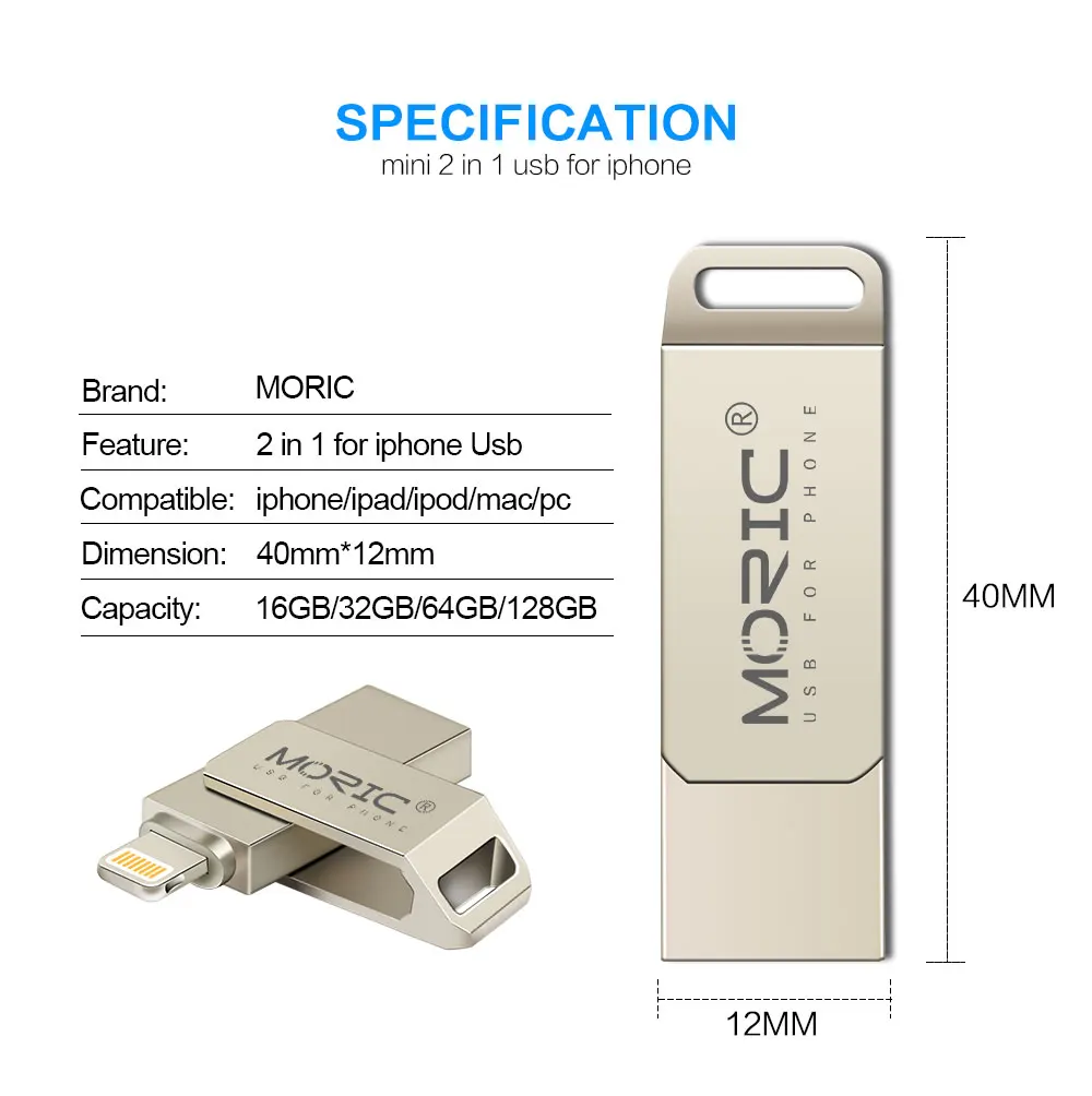 Usb флеш-накопитель для iPhone 6/6s/6plus/7/7plus/8/X Usb/Otg/Lightning 2 в 1 флеш-накопитель для iOS внешних устройств хранения