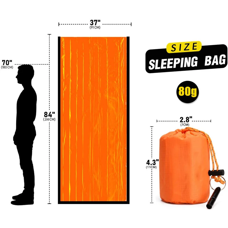 Emergency Sleeping Bag  - Use as Emergency Bivy Sack, Survival Sleeping Bag, Mylar Emergency Blanket