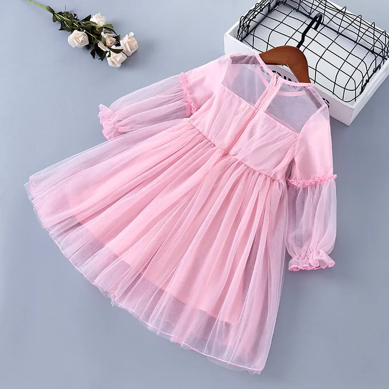 Girls Cartoon Mesh Dress 3
