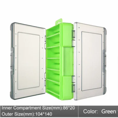Double Sided Fishing Box 12 Compartments Waterproof Bait Lure Hook Storage Organizer Case Container Carp Fish Tackle Accessories green