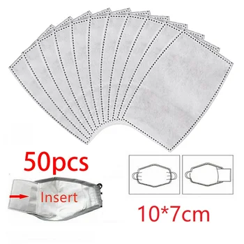 

50pcs Breathable Bacteria-proof Sport Face Cover Filter Accessories With Activated Carbon PM 2.5 Anti-pollution Cycling Facial