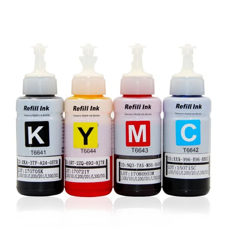 

4 Color Dye Based Refill Ink Kit for Epson L100 L110 L120 L132 L210 L222 L300 L312 L355 L350 L362 L366 L550 L555 L566 printer