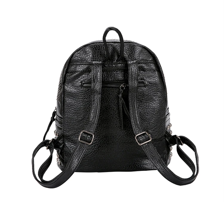 Модный женский рюкзак из мягкой кожи, школьный рюкзак с заклепками в консервативном стиле, женский рюкзак среднего размера, рюкзак для путешествий