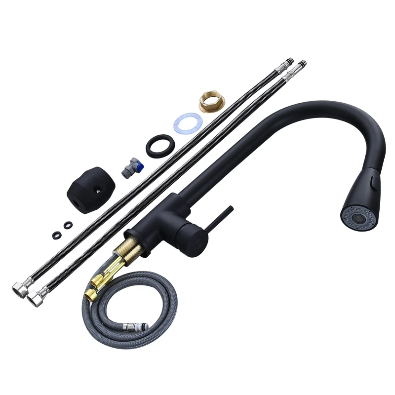 US $156.06 Multifunctional Stainless Steel Bathroom Kitchen Basin Faucet Pull Out Hot And Cold Water Sink Tap Home Hotel Faucets