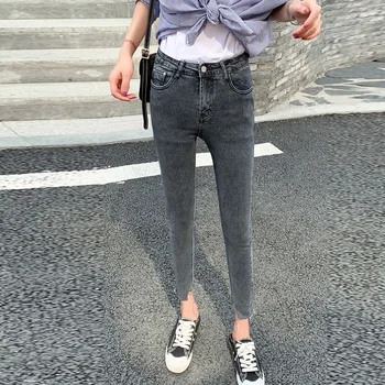 

Jeans Female Nine Points 2020 Spring And Autumn New Ins Popular High Waist Was Thin Trousers Tight Feet Pants