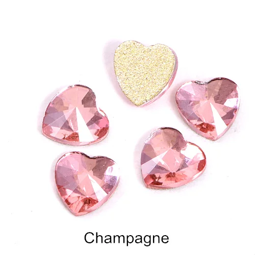 Champagne 20 шт 6 мм в форме сердца K9 стразы с плоской задней стороной для дизайна ногтей Стразы из стекла с кристаллами для украшения ногтей B1340 - Цвет: Champagne