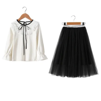 

2019 Autumn Kids Girls Dress Set Children clothes Set girl Cotton long sleeve tops Sets Stylish sweet bow dress set girl clothes