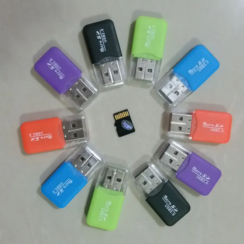 1PC New Portable Mini Diamond USB 2.0 Hi-Speed Micro SD SDHC TF Card Reader Random Color