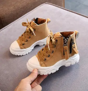 

New Children Ankle Boots 2020 Fashion Girls Martin Boots Boys Plush Snow Motorcycle Boots Side Zipper Rome Boots Kids Sport Shoe
