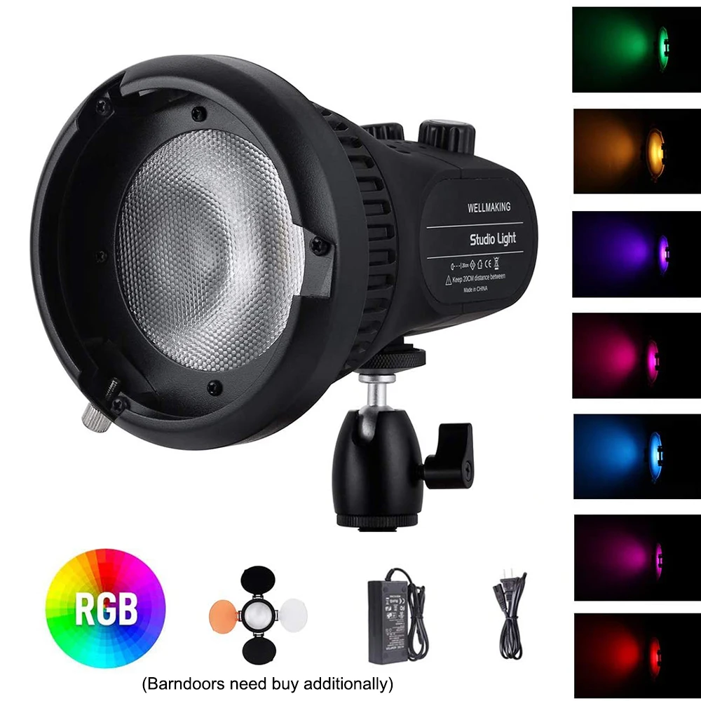 COB Video Light RGB Full Color LED Light Bi Color 3200 5600K 360 Colors for Camera Camcorder