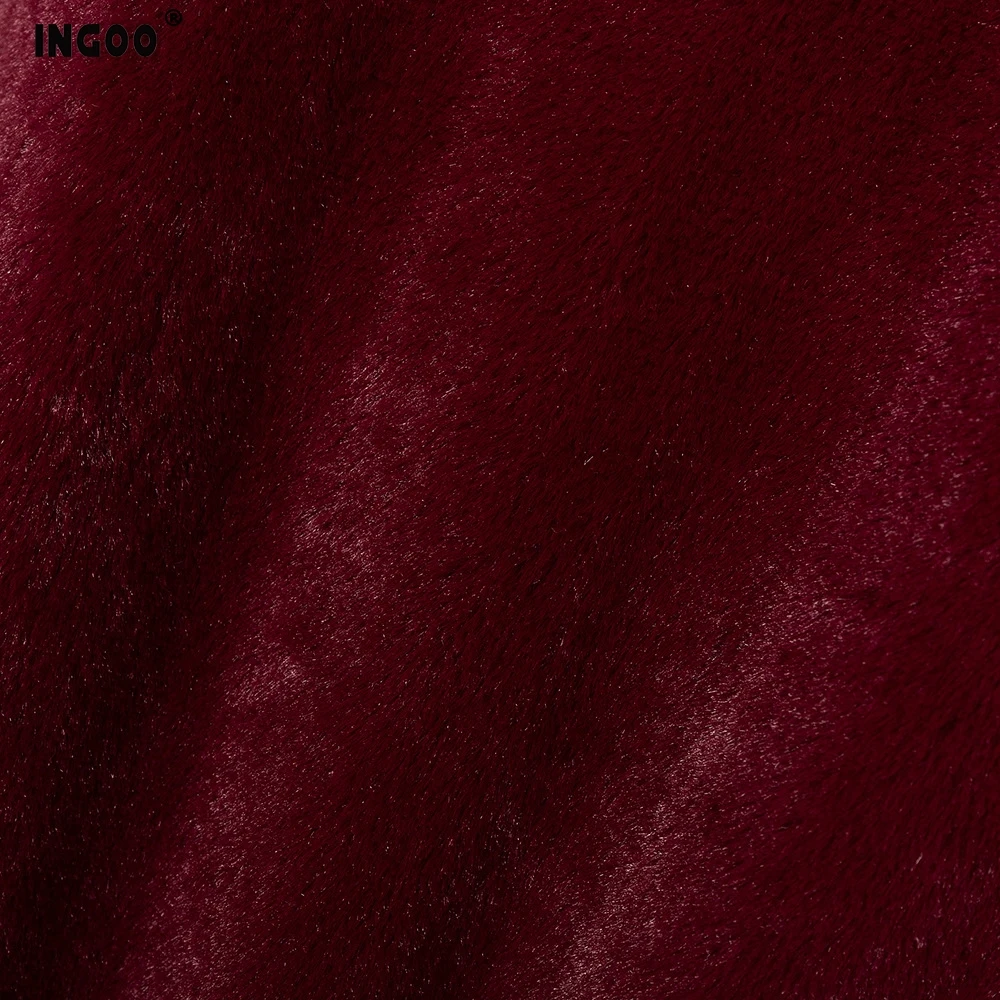 INGOO 7color осенне-зимнее пальто из искусственного меха для женщин с шапкой из искусственного меха лисы кролика карман на молнии с длинным рукавом Свободная Повседневная Женская куртка