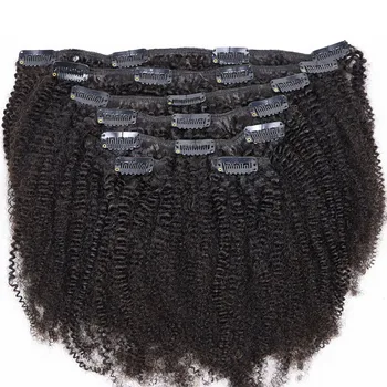 IXTUYLLY 4C Clips Virgin Remy Human Hair Extensions Tight Small Afro Kinky Curly Clip In Hair Extensions African Black Women