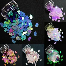 14 цветов! 8 мм блестки в форме единорога, переливчатая Радуга блестящие ломтики 3D художественные Блестки для ногтей
